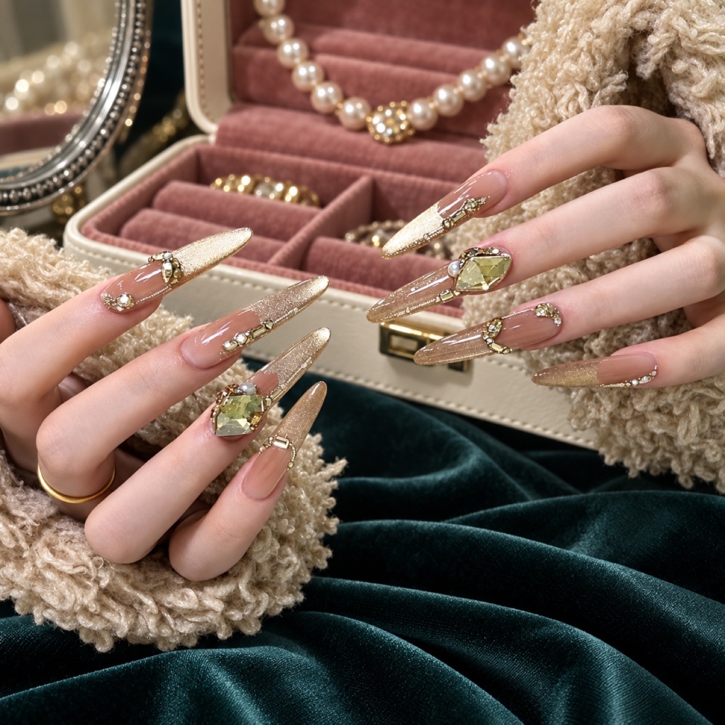 Crystal Cat Eye Stiletto Press-On Nails — product view 5