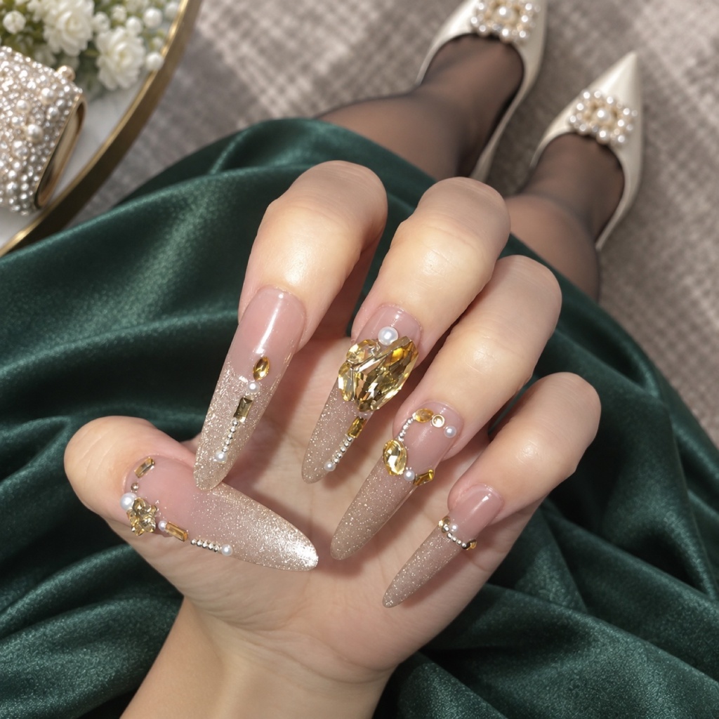 Crystal Cat Eye Stiletto Press-On Nails — product view 6
