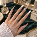 Crystal French Tip Oval Press-On Nails — product view 2