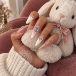Crystal French Tip Oval Press-On Nails — product view 3