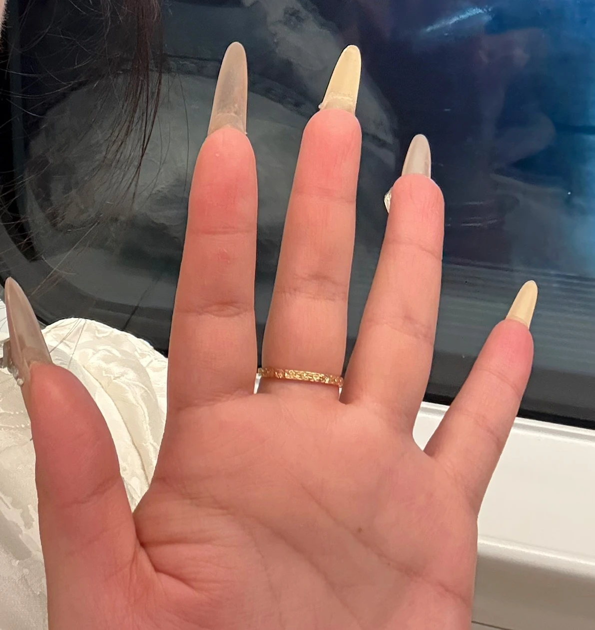 Crystal French Tip Oval Press-On Nails — customer review photo