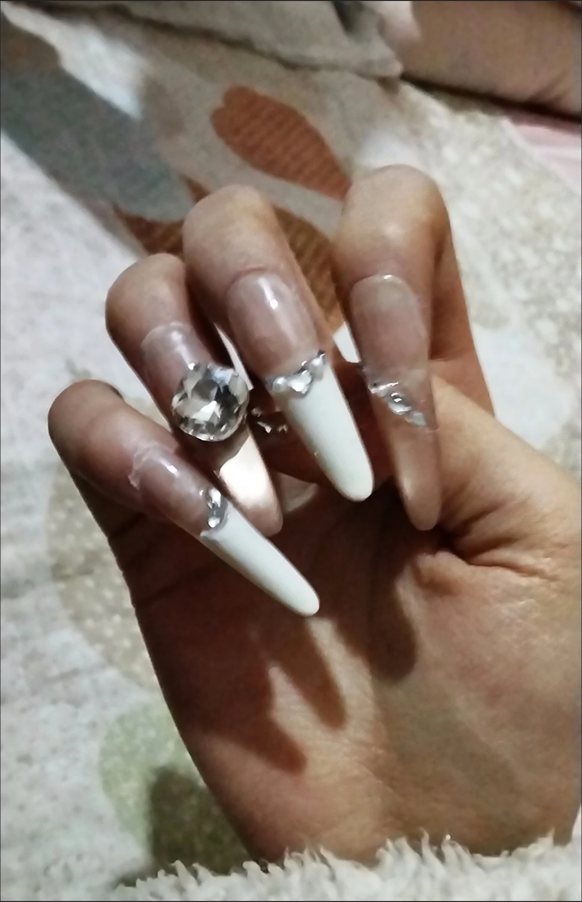 Crystal French Tip Oval Press-On Nails — customer review photo
