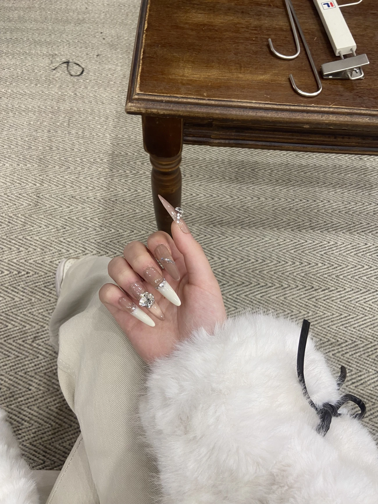 Crystal French Tip Oval Press-On Nails — customer review photo
