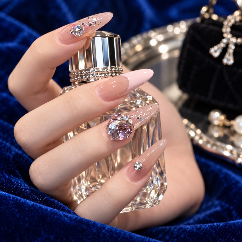Crystal Glitter Oval Press-On Nails — product view 2