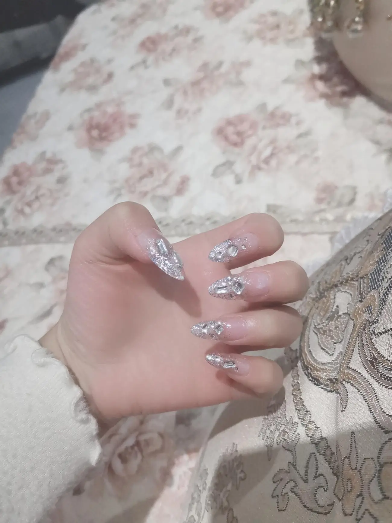 Crystal Iridescent Long Press-On Nails — customer review photo