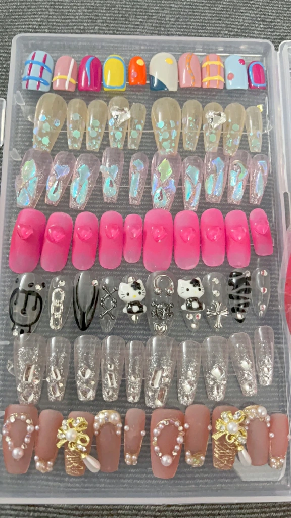 Crystal Iridescent Long Press-On Nails — customer review photo
