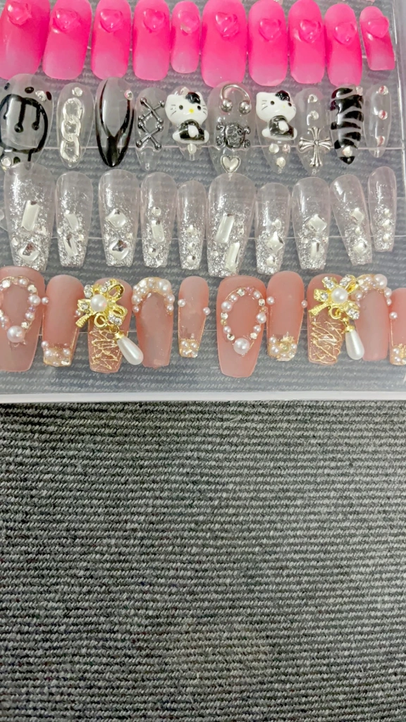 Crystal Iridescent Long Press-On Nails — customer review photo