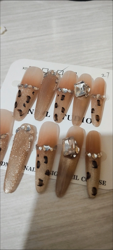 Crystal Leopard Print Long Press-On Nails — customer review photo