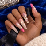 French Tip Bow Long Press-On Nails — product view 4