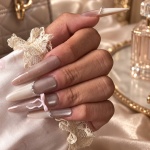 French Tip Chrome Bow Press-On Nails — product view 2
