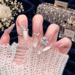French Tip Glitter Stiletto Press-On Nails — product view 2