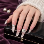 French Tip Glitter Stiletto Press-On Nails — product view 5