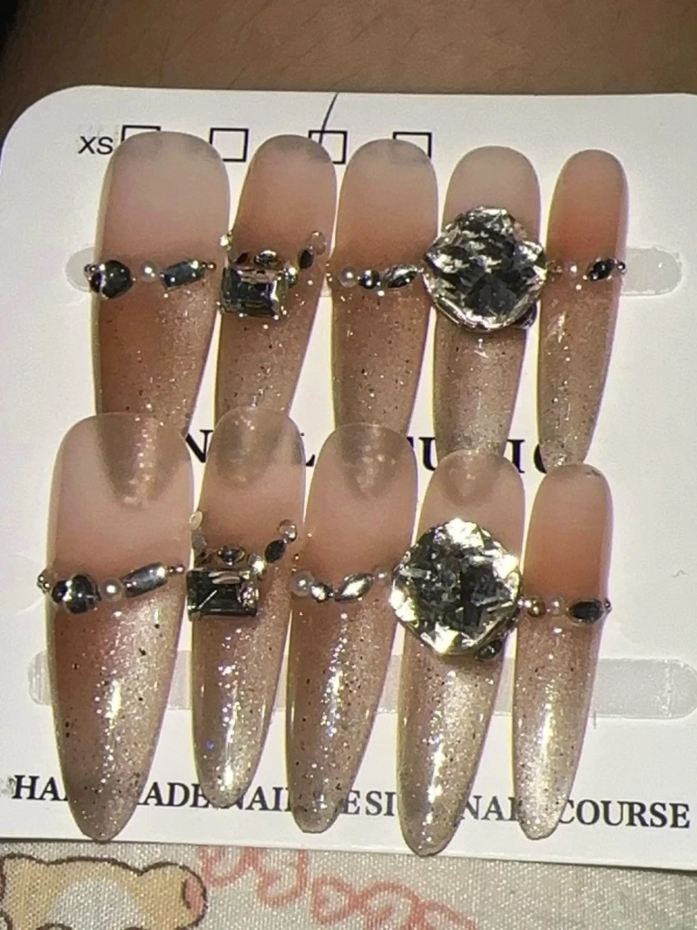 French Tip Glitter Stiletto Press-On Nails — customer review photo