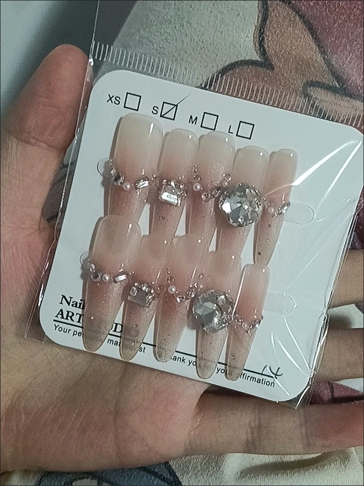French Tip Glitter Stiletto Press-On Nails — customer review photo