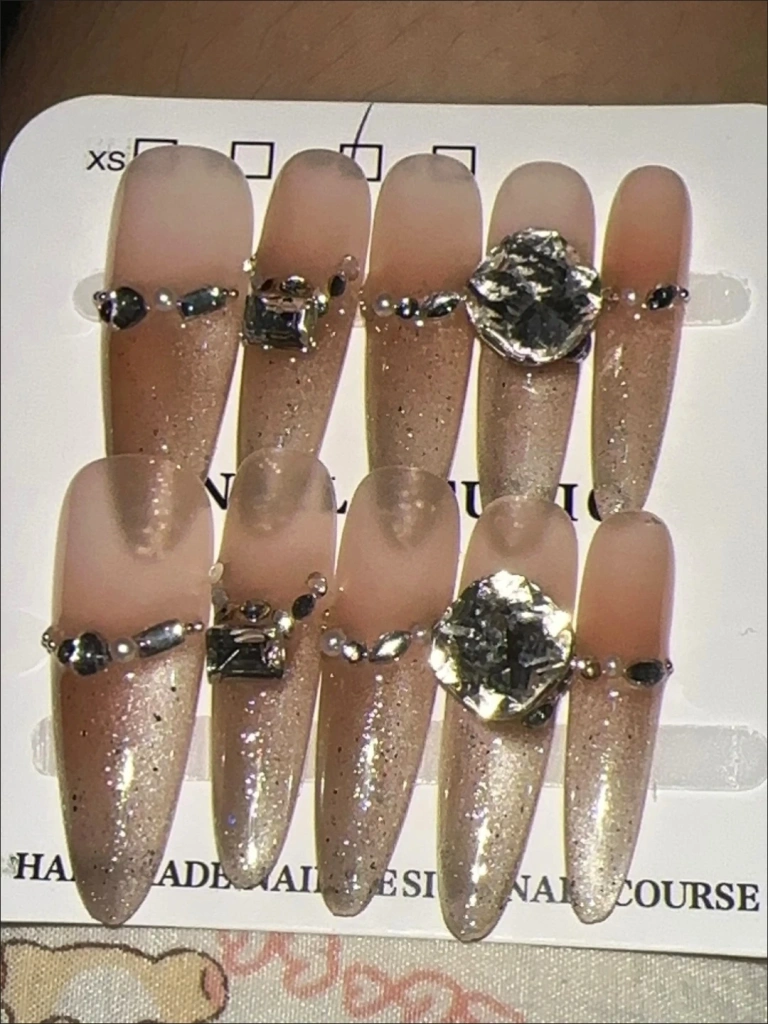 French Tip Glitter Stiletto Press-On Nails — customer review photo