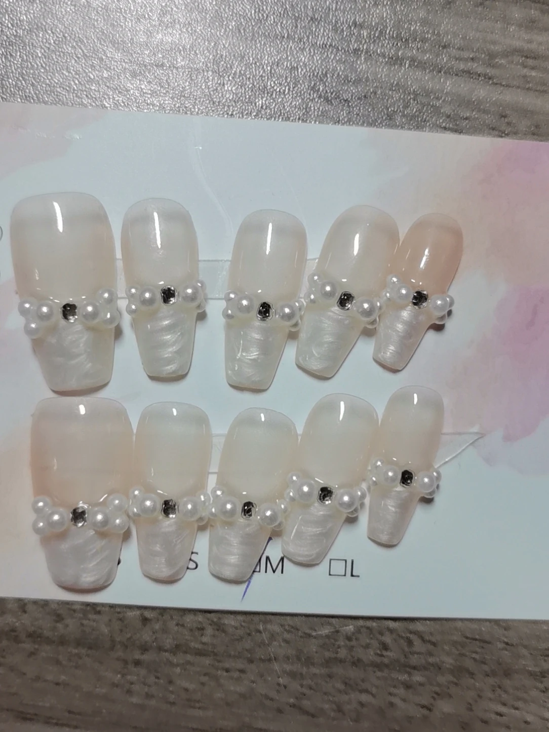 French Tip Pearl 3D Press-On Nails — customer review photo