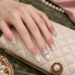 French Tip Polka Dot Bow Press-On Nails — product view 3