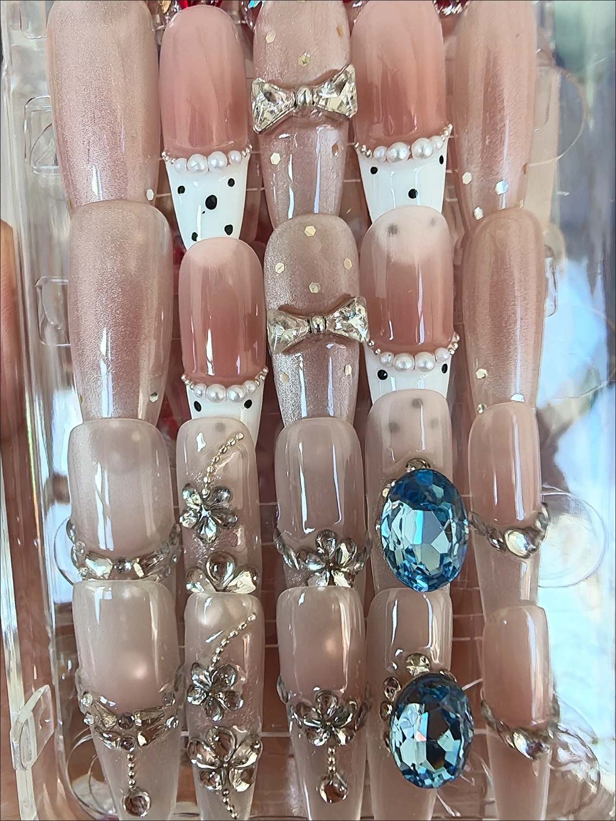 French Tip Polka Dot Bow Press-On Nails — customer review photo