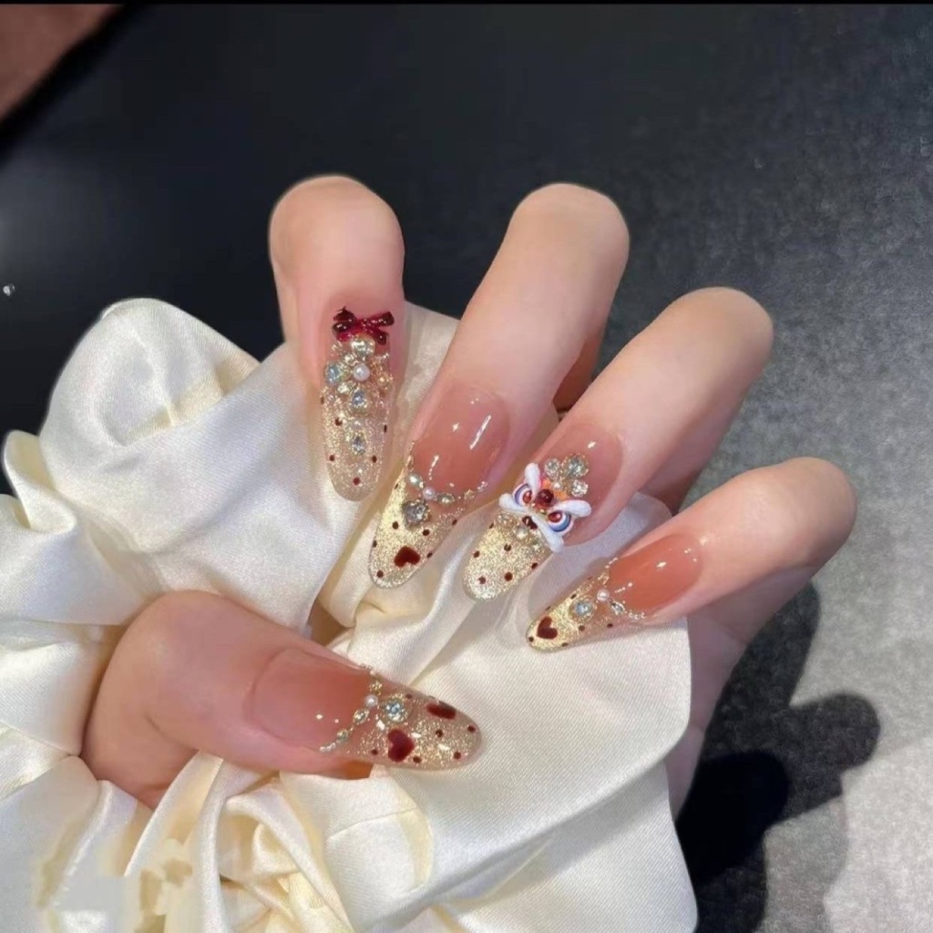 Glitter Bow Lion Dance Press-On Nails — product view 4