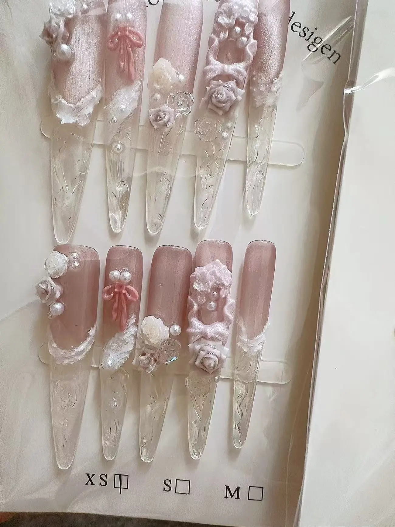 Glitter Pearl Rose Press-On Nails — customer review photo