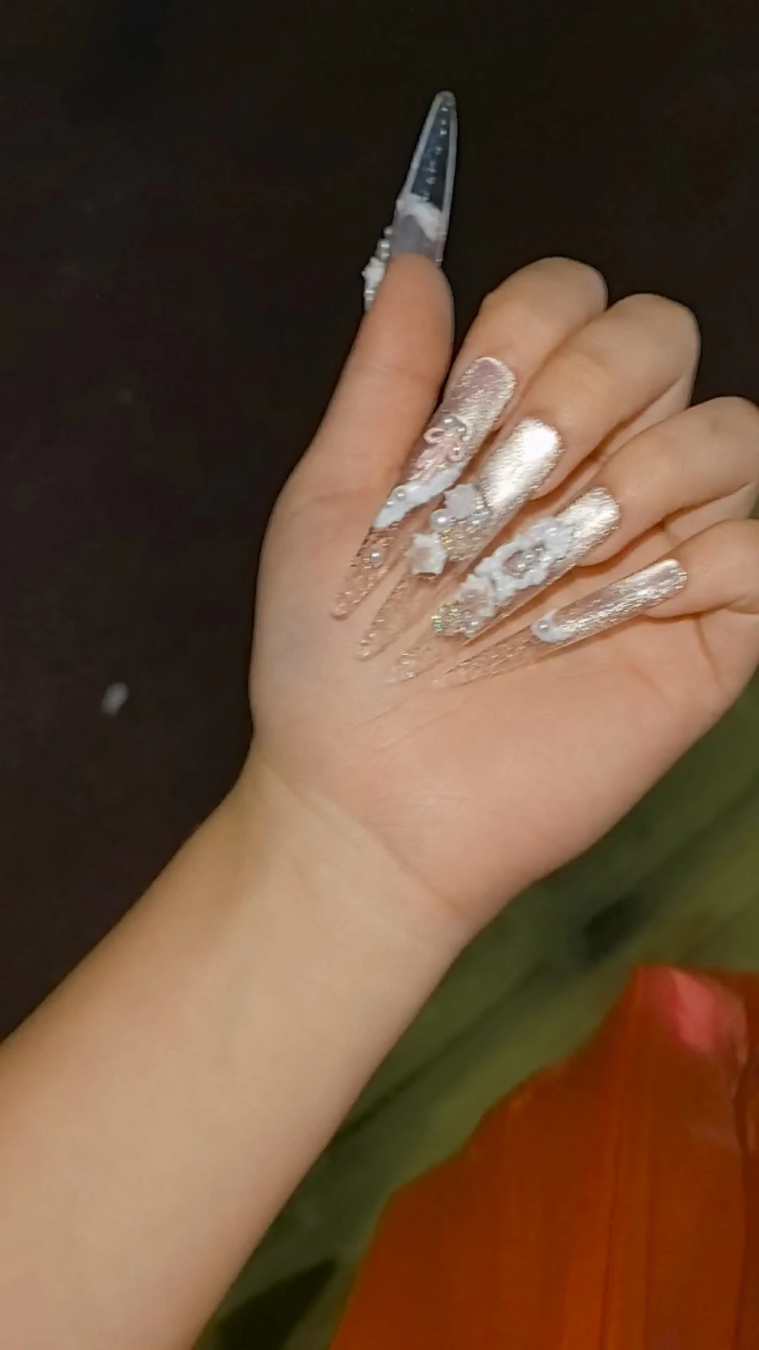 Glitter Pearl Rose Press-On Nails — customer review photo