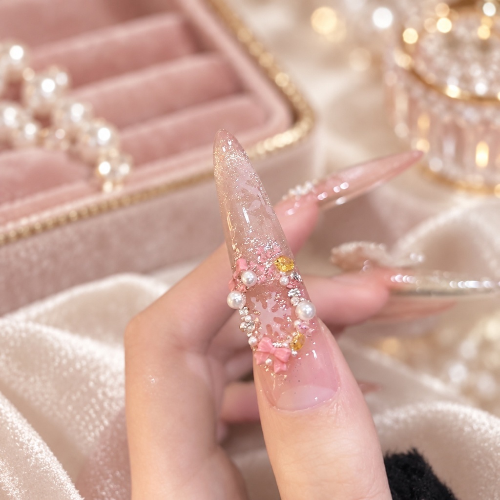 Glitter Snowflake Bow Press-On Nails — product view 3
