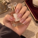 Gold French Tip Bow Medium Press-On Nails — product view 2
