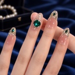 Green Crystal French Tip Medium Press-On Nails — product view 5
