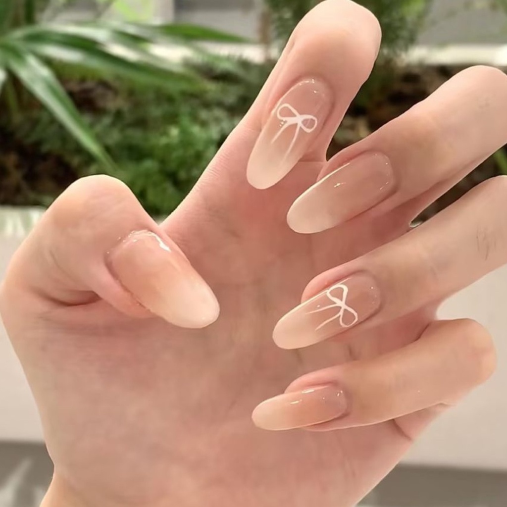 Ombre Bow Long Press-On Nails — product view 4