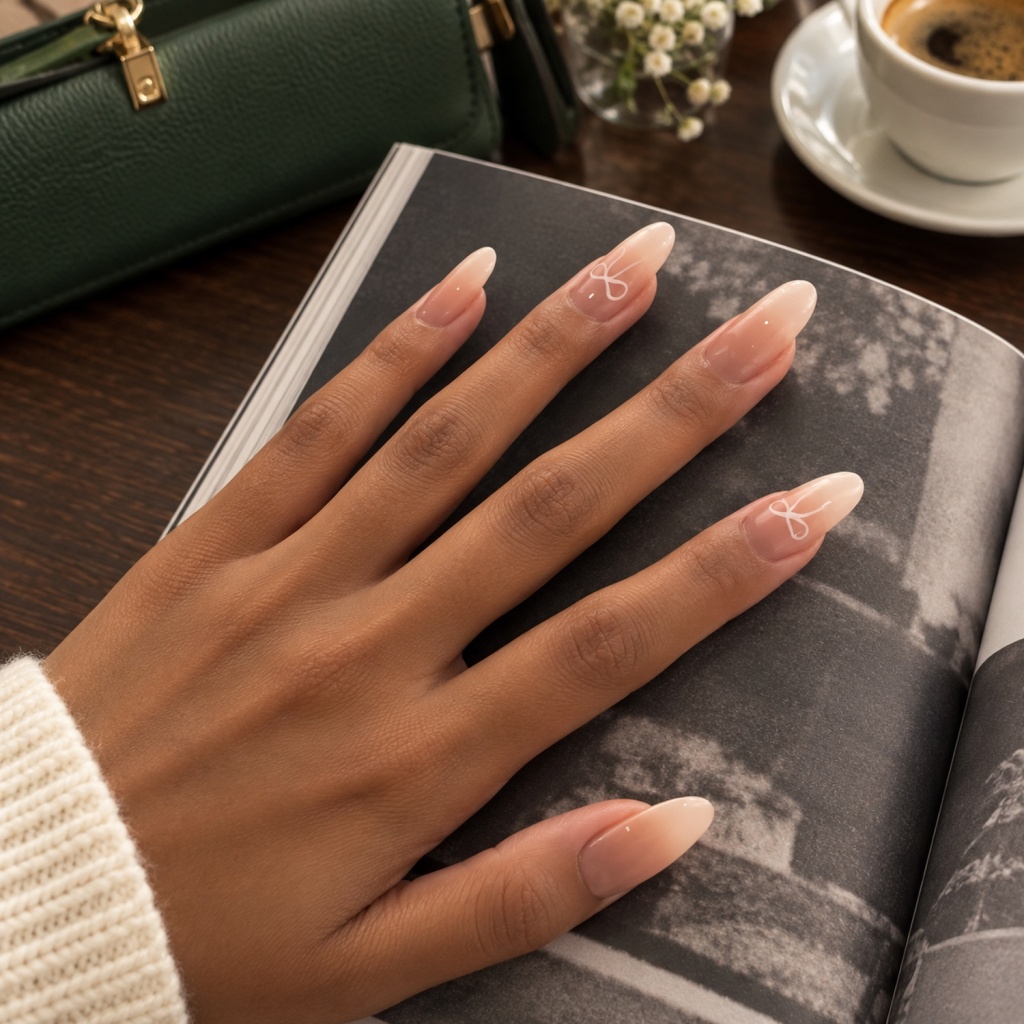 Ombre Bow Long Press-On Nails — product view 5