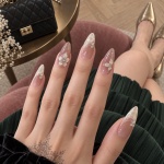 Rhinestone 3D Floral Iridescent Press-On Nails — product view 2