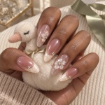 Rhinestone 3D Floral Iridescent Press-On Nails — product view 3