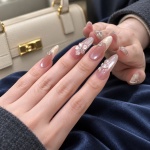 Rhinestone 3D Floral Iridescent Press-On Nails — product view 4