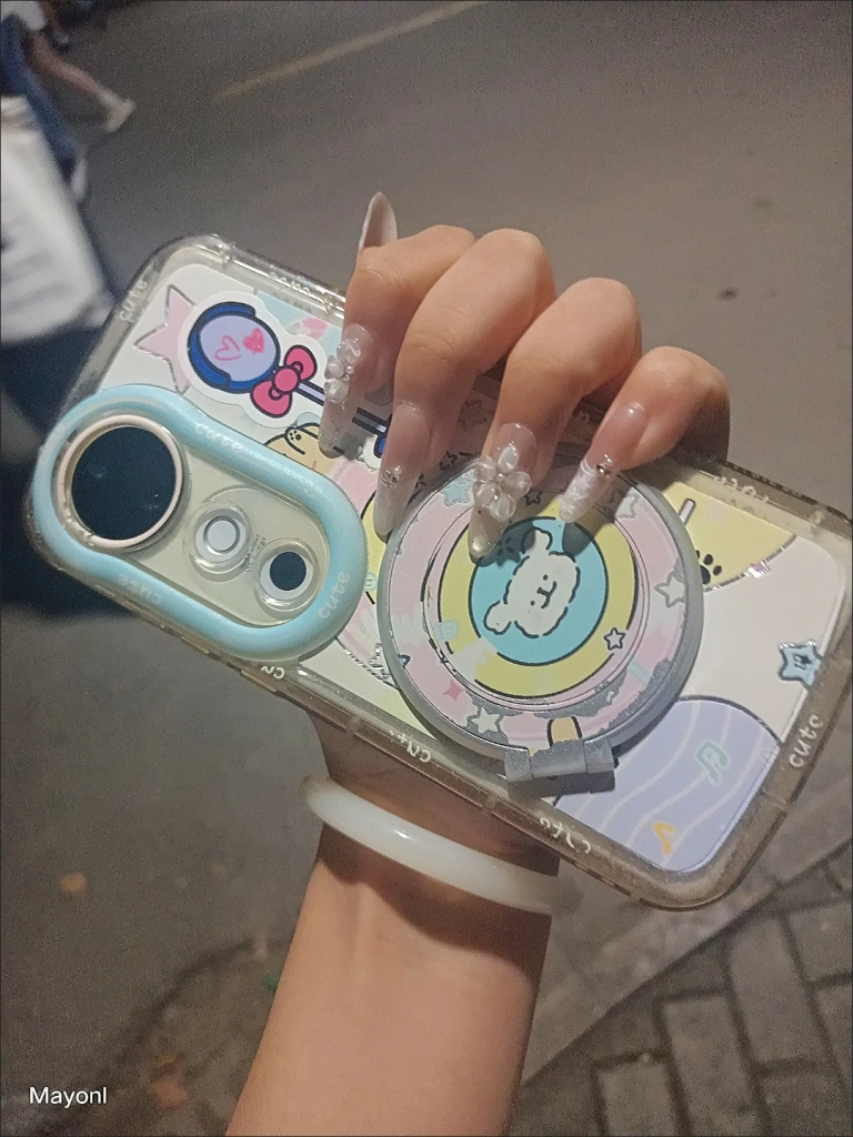 Rhinestone 3D Floral Iridescent Press-On Nails — customer review photo