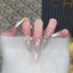 Rhinestone Bow Long Press-On Nails — product view 2