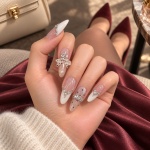 Rhinestone Bow Long Press-On Nails — product view 3
