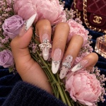 Rhinestone Bow Long Press-On Nails — product view 4