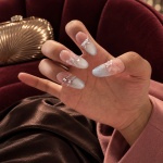 Rhinestone Cat Eye Blue & Green Press-On Nails — product view 5