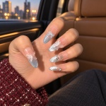 Rhinestone Cat Eye Blue & Green Press-On Nails — product view 6