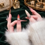 Rhinestone Cat Eye French Tip Press-On Nails — product view 2