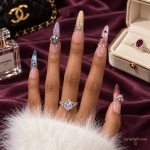 Rhinestone Cat Eye French Tip Press-On Nails — product view 3