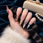 Rhinestone Cat Eye French Tip Press-On Nails — product view 5