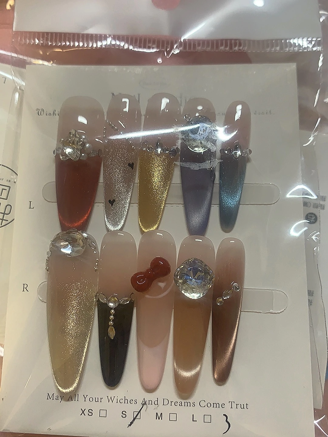Rhinestone Cat Eye French Tip Press-On Nails — customer review photo