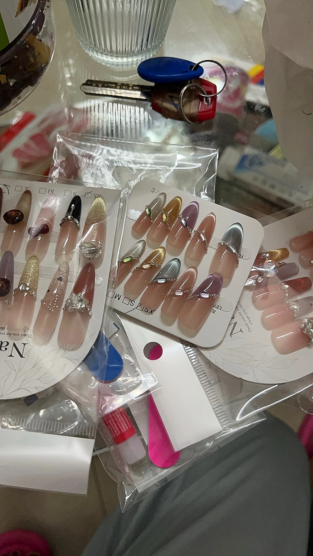 Rhinestone Cat Eye French Tip Press-On Nails — customer review photo