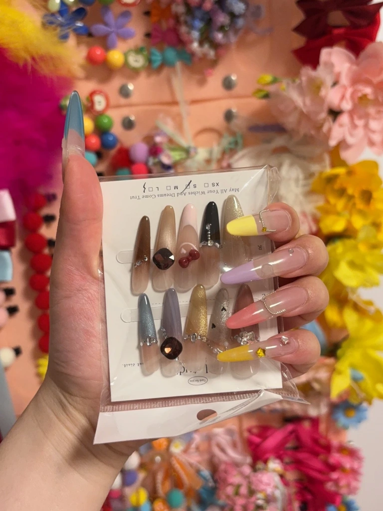 Rhinestone Cat Eye French Tip Press-On Nails — customer review photo