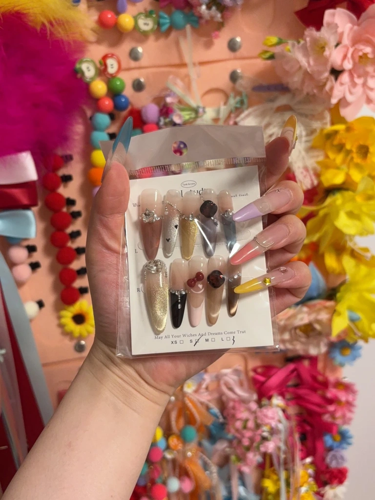 Rhinestone Cat Eye French Tip Press-On Nails — customer review photo