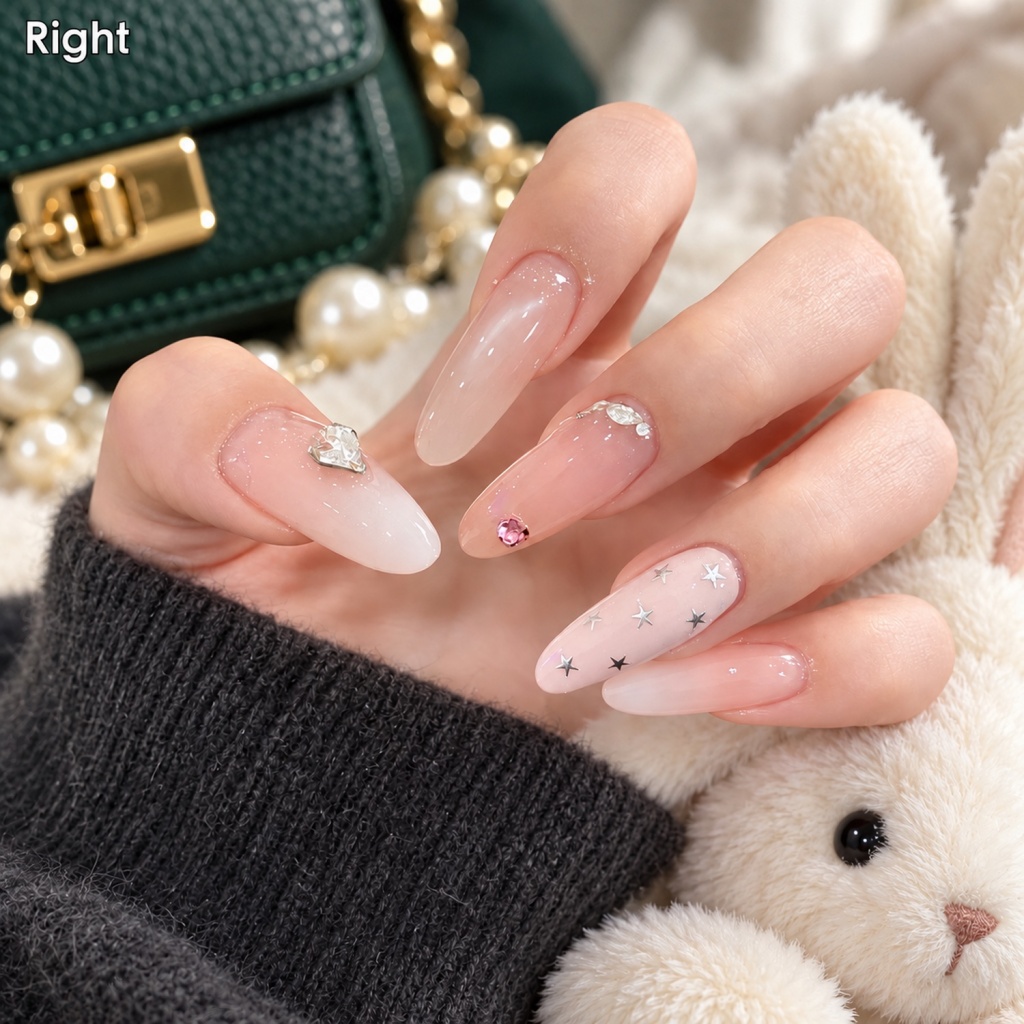 Rhinestone Cat Eye Star Press-On Nails — product view 2