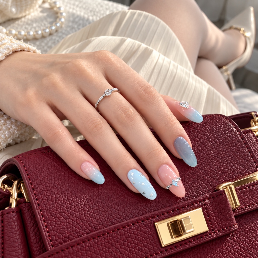 Rhinestone Cat Eye Star Press-On Nails — product view 3