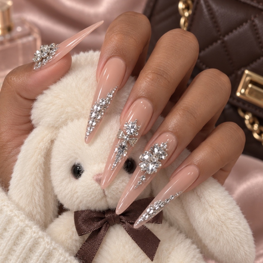 Rhinestone Crystal Glitter Press-On Nails — product view 4