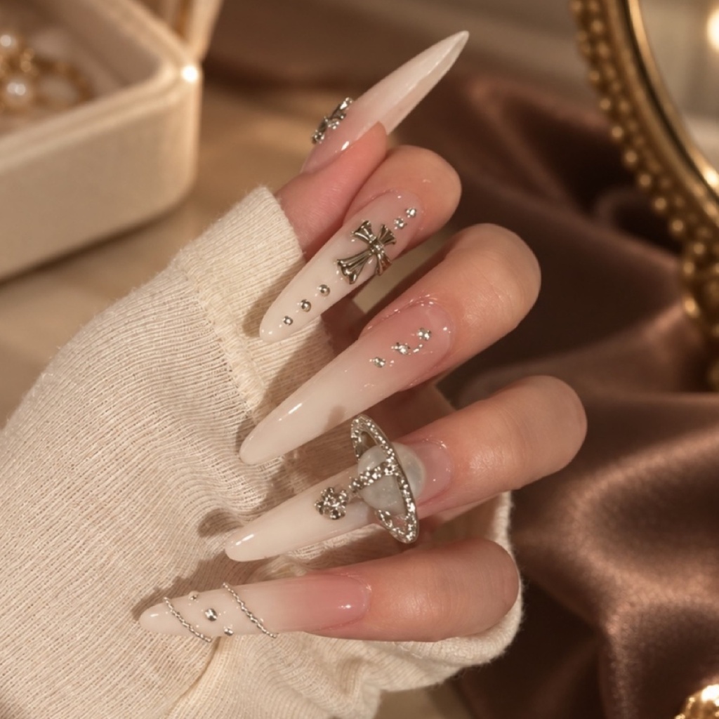 Rhinestone Crystal Ombre Press-On Nails — product view 3